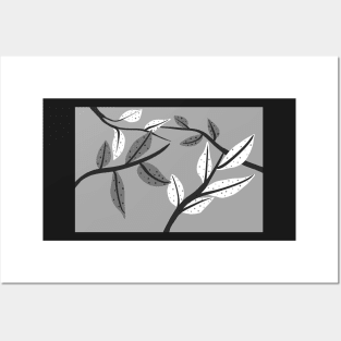 Leaves Black White And Gray Posters and Art